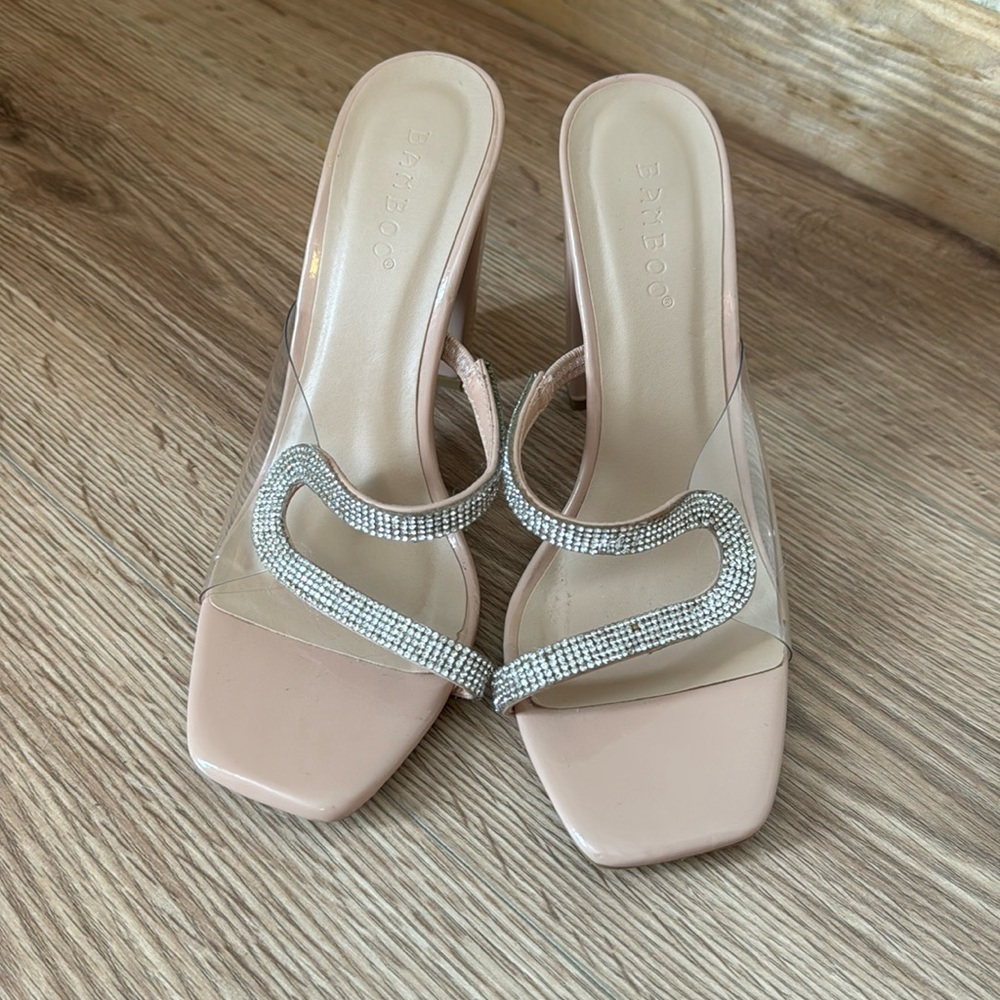 Bamboo sparkly nude heels size 6/12